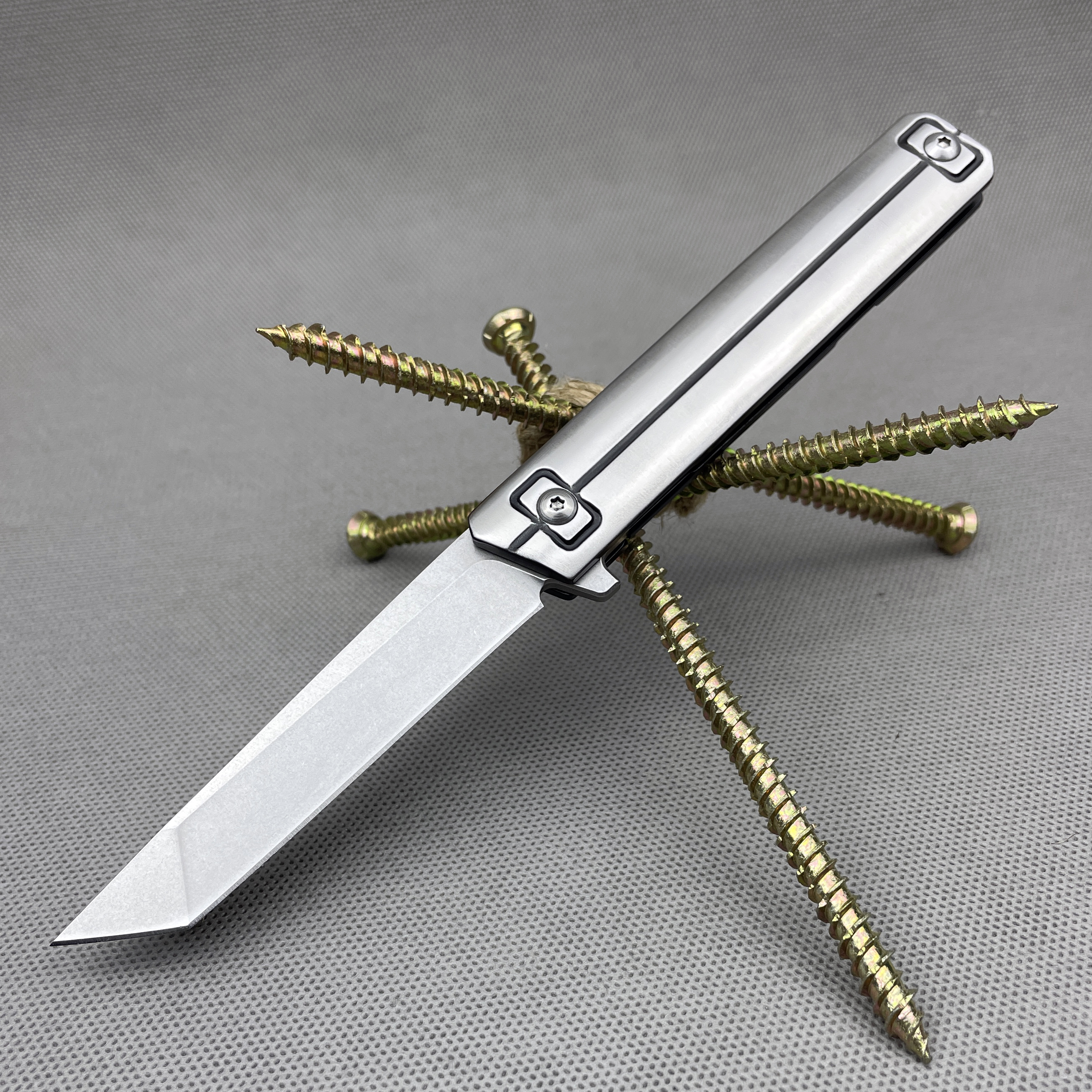 

Нож складной Silver Tanto, туристический, сталь D2, клинок танто 8.5см, цвет стальной, Серебристый, Silver