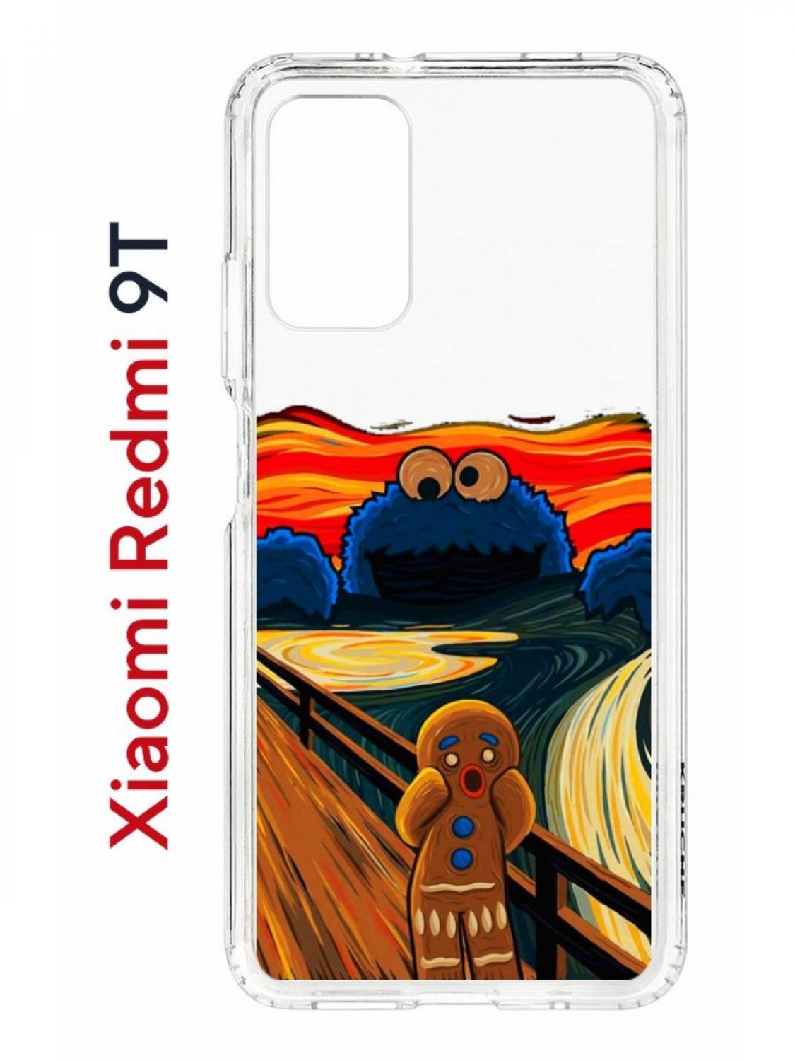 Чехол на Redmi 9T Kruche Print Cookie Scream,противоударный бампер,с защитой камеры