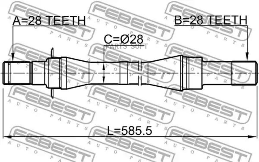 

FEBEST ПОЛУОСЬ ПРАВАЯ 28X585X28