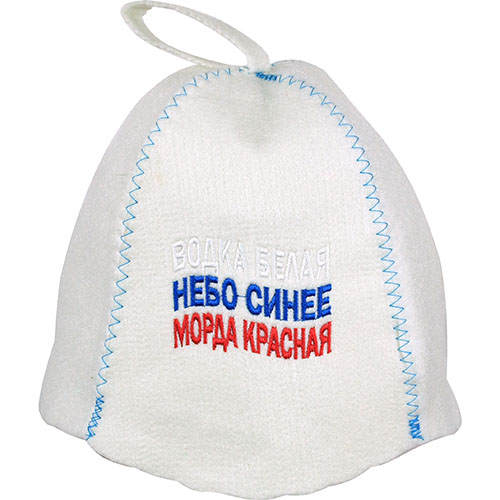 Шапка для бани Суши веник Водка белая, небо синее, морда красная 1034034 onesize белый