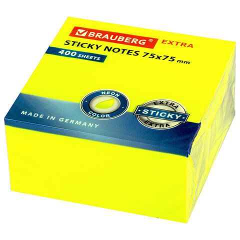 

Блок самоклеящийся EXTRA STICKY BRAUBERG, 112423, Желтый