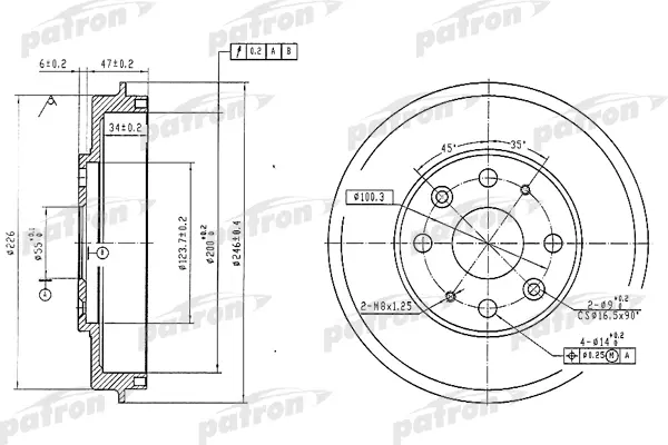 

Тормозной барабан PATRON PDR1573