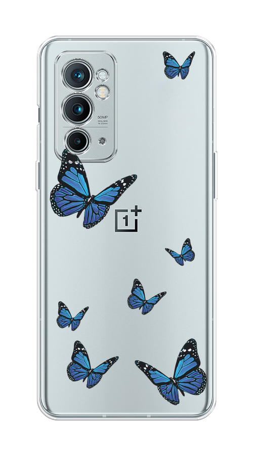 Чехол на OnePlus 9RT "Blue butterflies" 152050-1 синий,  черный