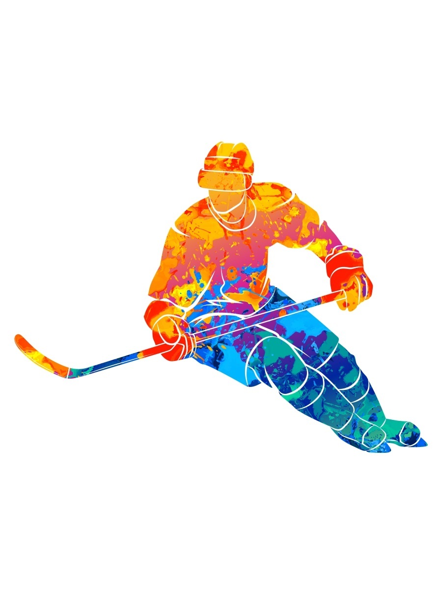 Силуэты хоккеистов цветные