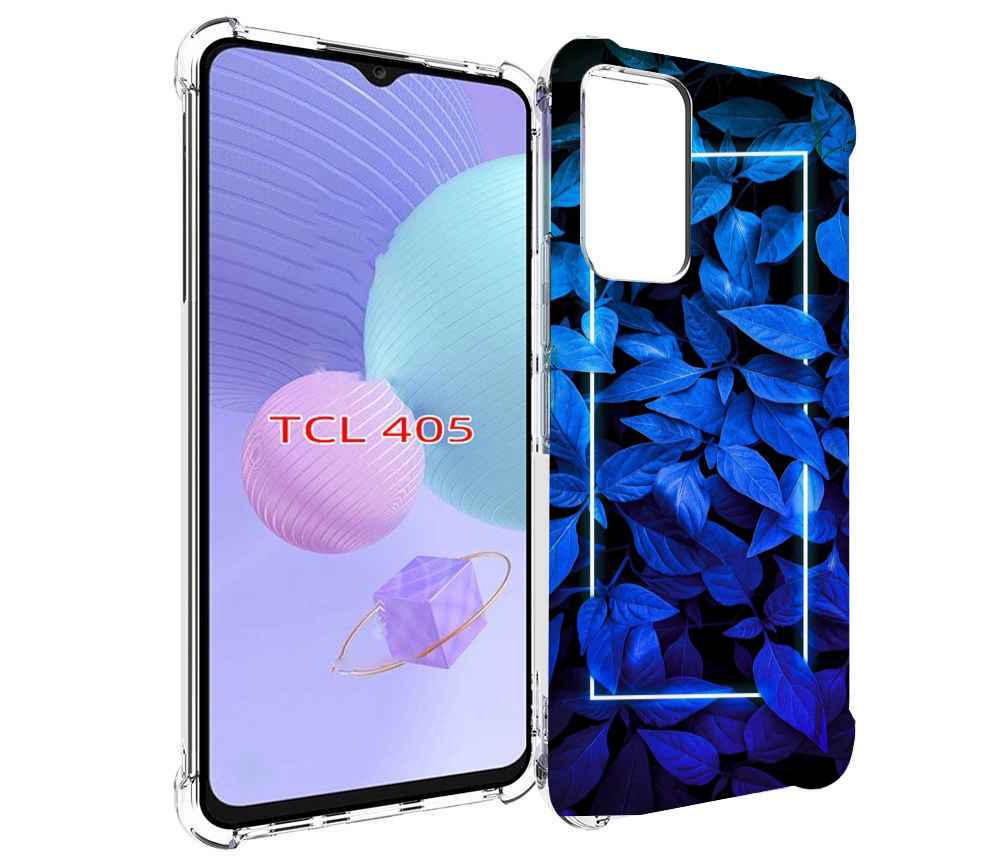 

Чехол MyPads голубые цветочки неон для TCL 405, Tocco