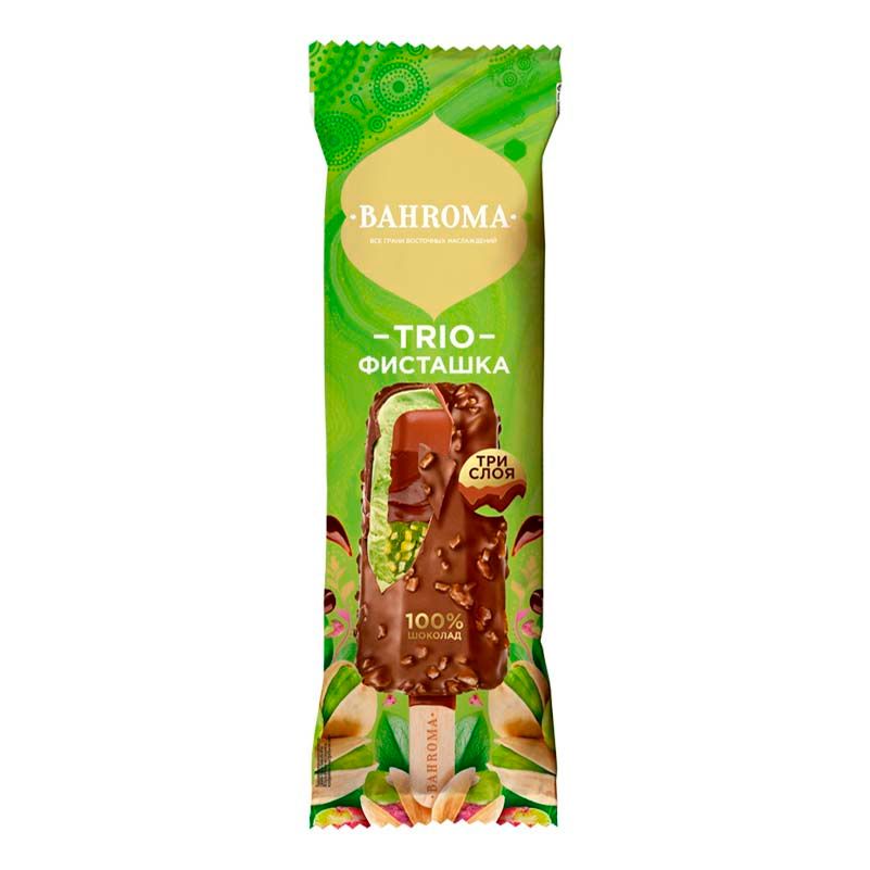 Мороженое сливочное Bahroma Trio Фисташка с шоколадной начинкой БЗМЖ 65 г