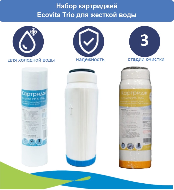 Набор картриджей Ecovita PP5-GAC-WS для жесткой воды