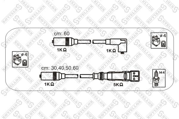 STELLOX К-кт высоковольтных проводов VW Golf II/Passat 1.6/1.8 84-97