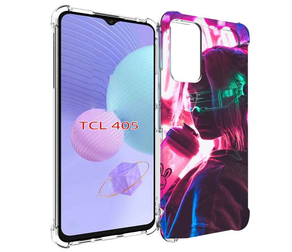 

Чехол MyPads девушка неоновый фон женский для TCL 405, Tocco