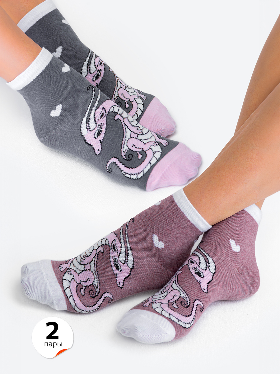 Комплект носков женских HappyFox HFN415 разноцветных 23-25, 2 пары
