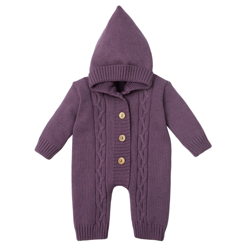 

Комбинезон детский Amarobaby Pure Love с капюшоном вязаный фиолетовый р.86, AB-OD20-PL502