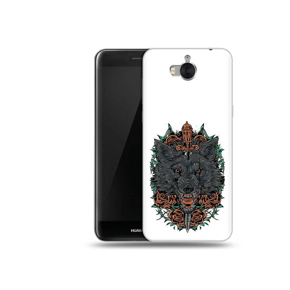 

Чехол MyPads Tocco для Huawei Y5 красивый злой волк (PT91582.58.409), Прозрачный, Tocco