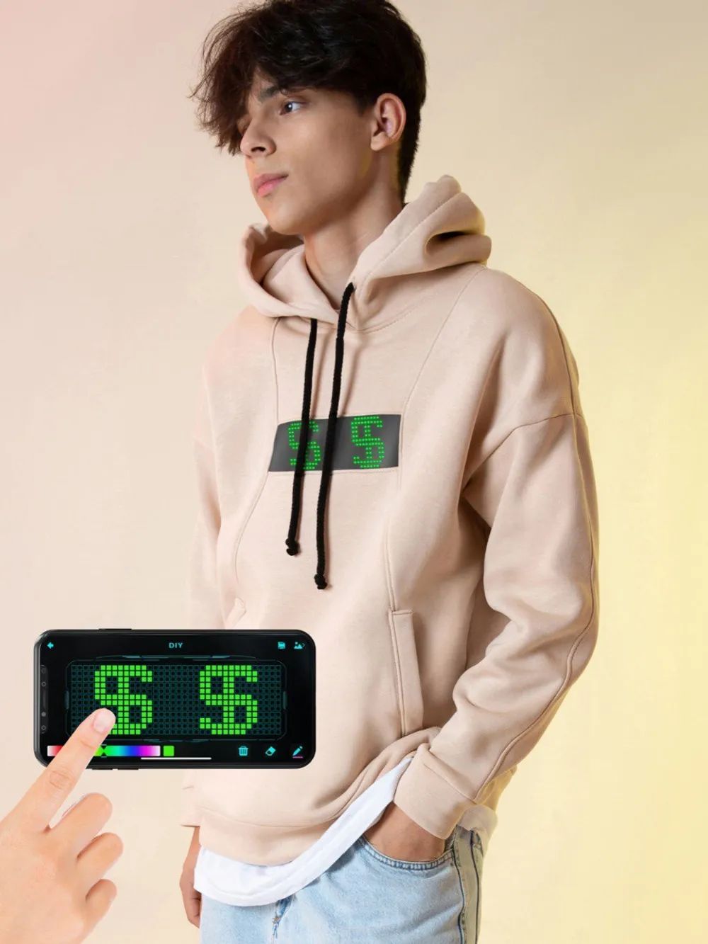 Худи унисекс Cyberpix Cyber hoodie бежевое 50RU 8878₽