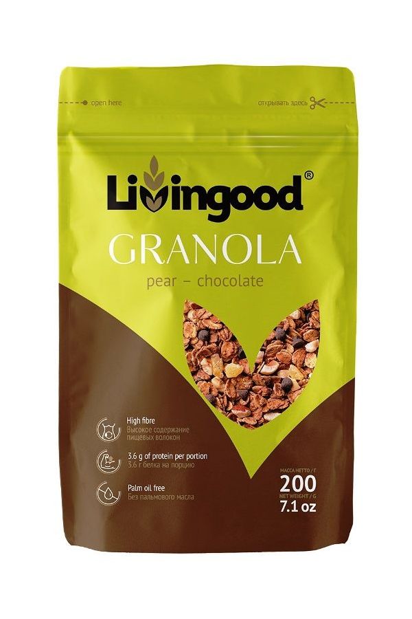 Гранола Livingood груша-шоколад 200 г