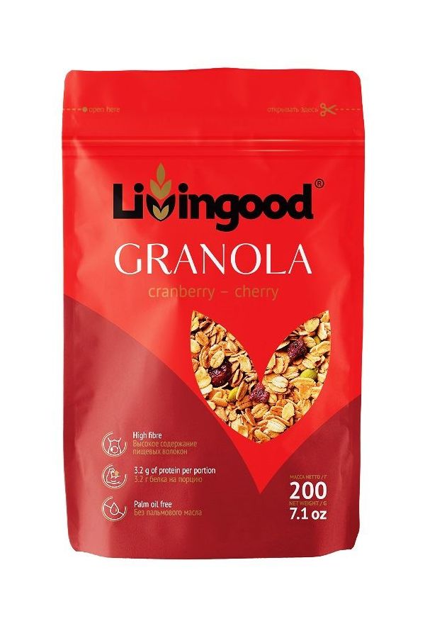 

Гранола Livingood клюква-вишня 200 г