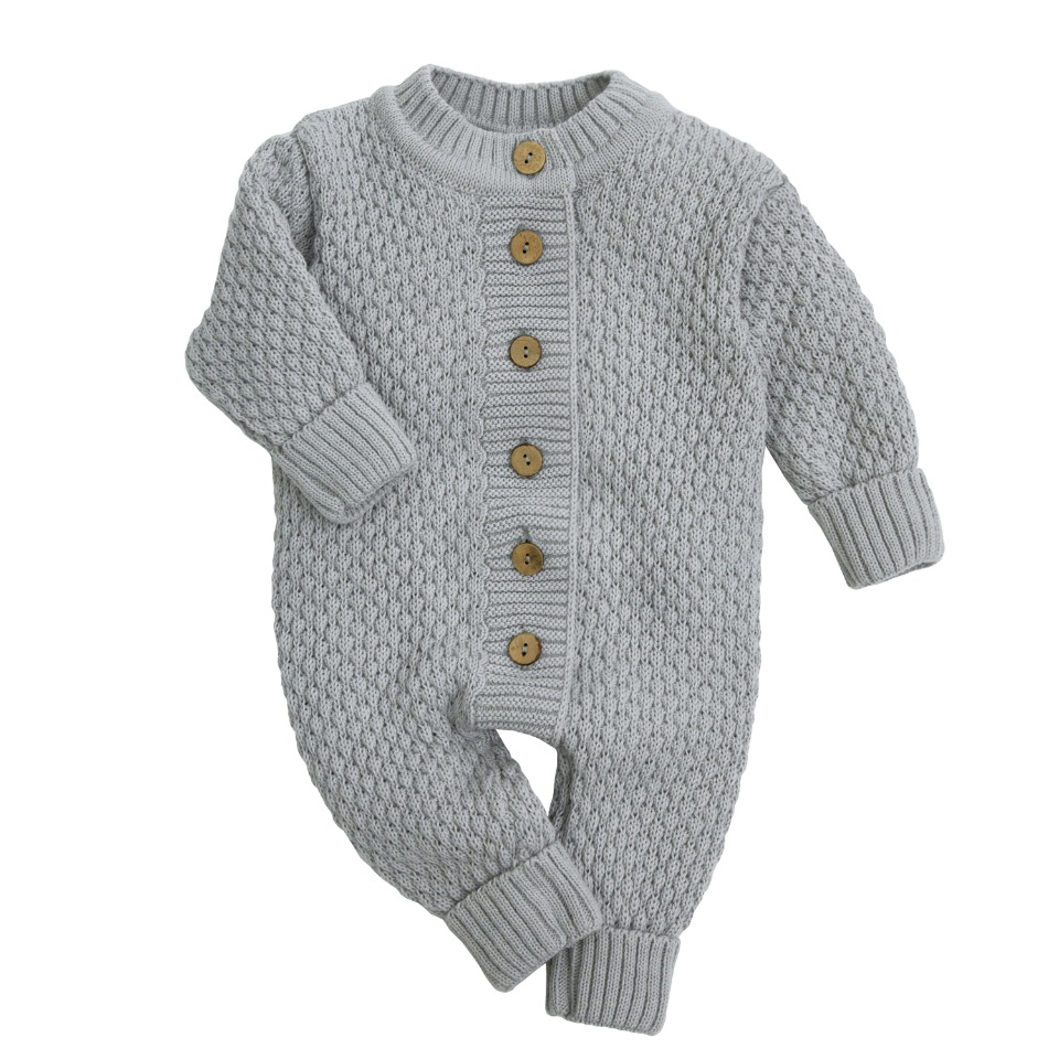 фото Комбинезон детский amarobaby pure love wool вязаный серый р.86