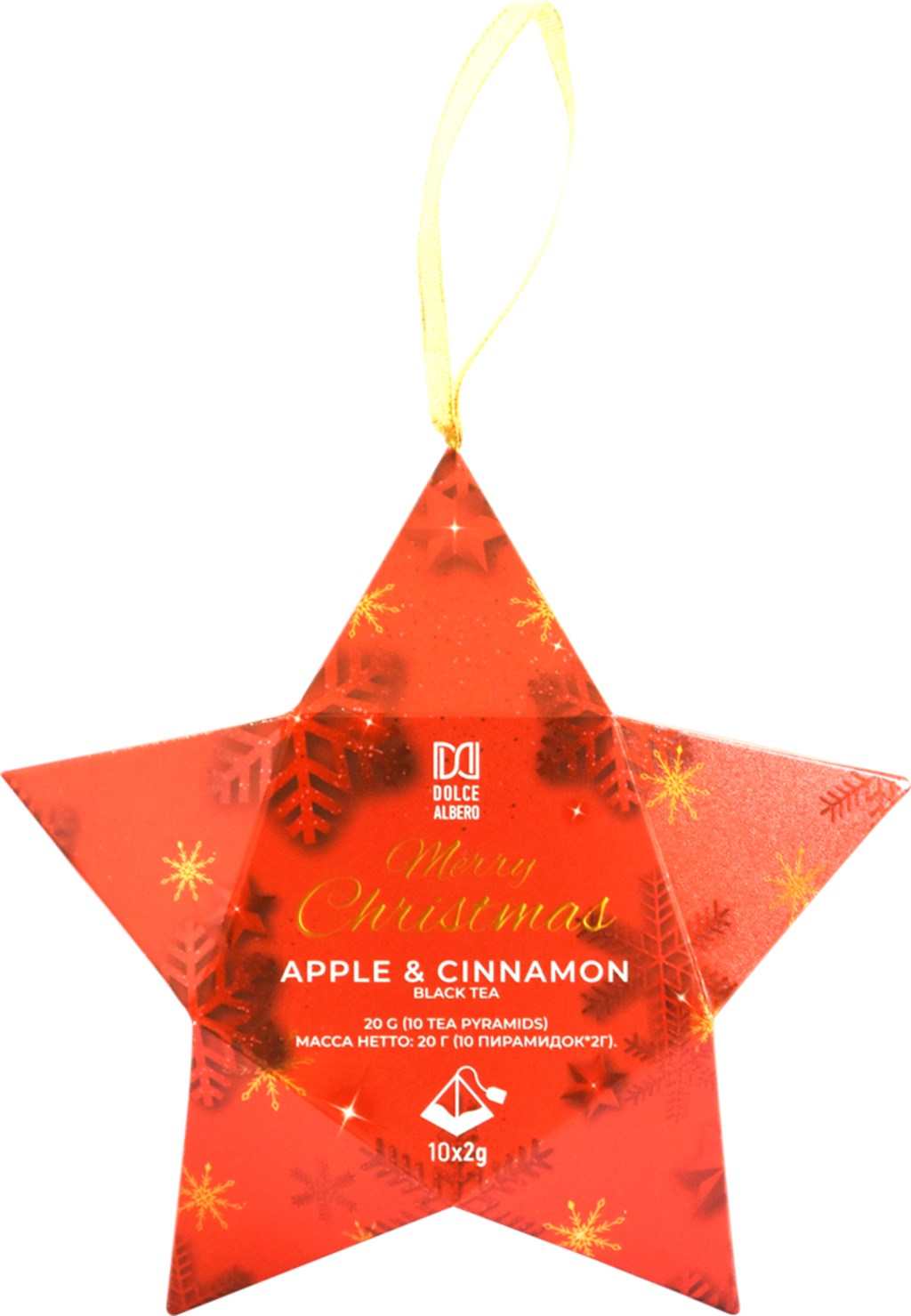 Чай черный Dolce Albero Рождественская звезда с яблоком и корицей в пирамидках 2 г х 10 шт