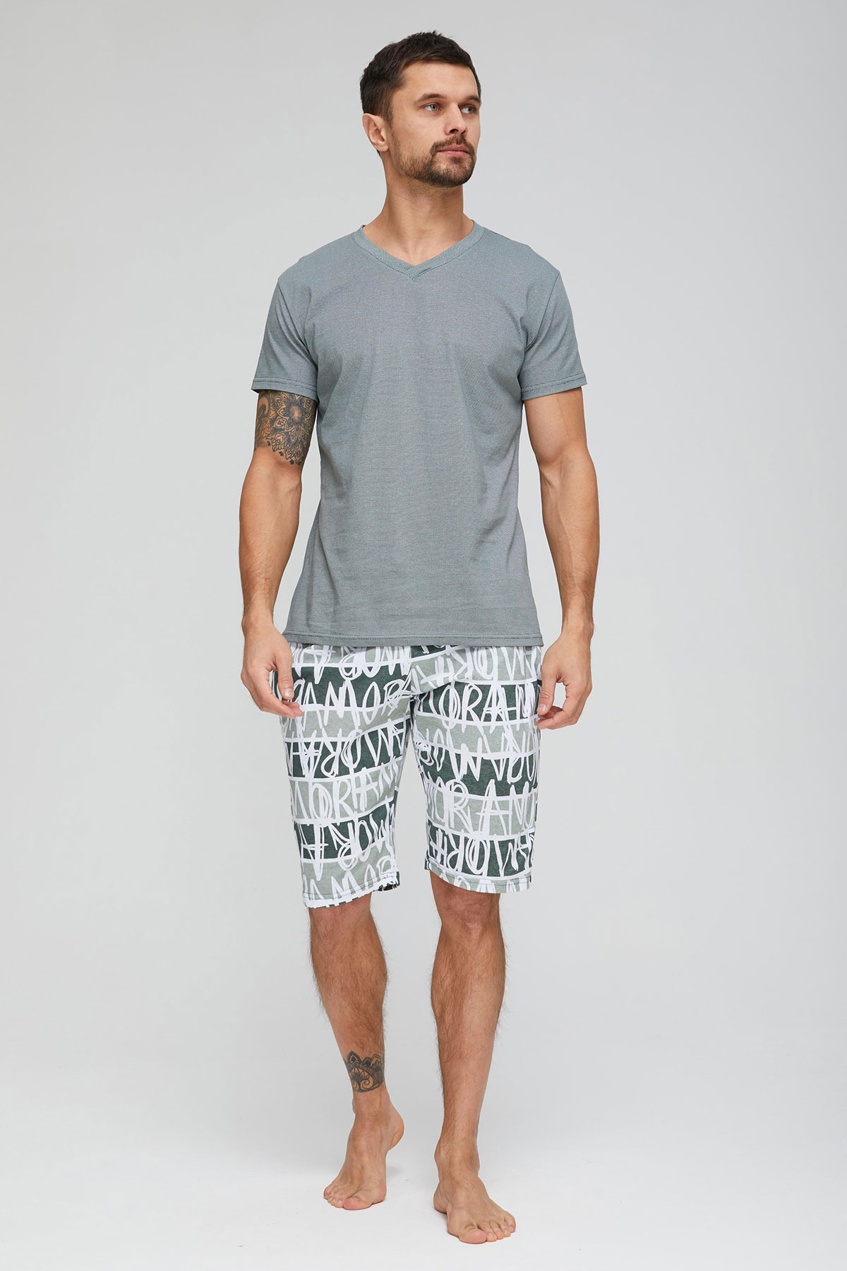 Комплект домашний мужской LikaDress 18-1830 серый 48 RU