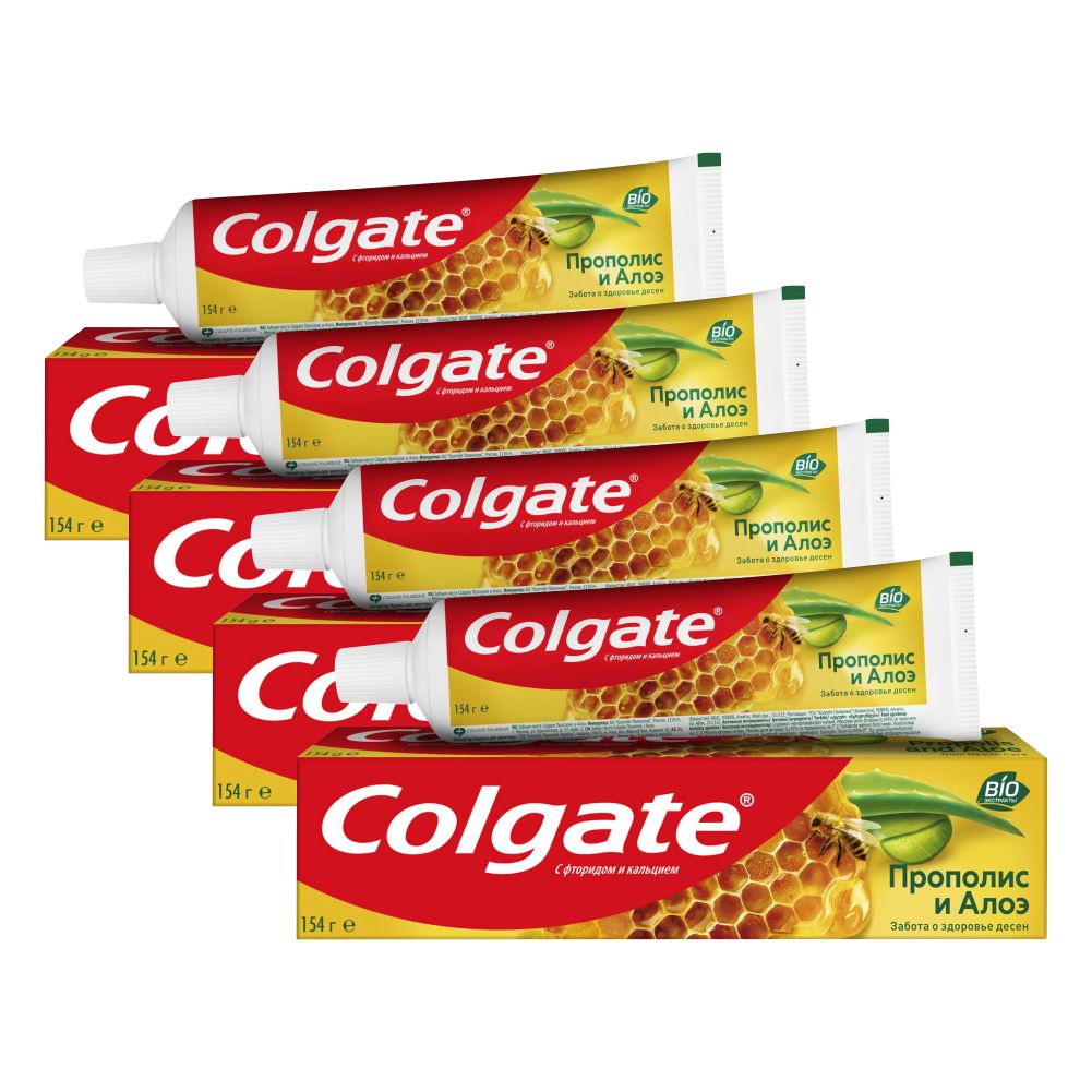 Комплект Colgate зубная паста Прополис и Алоэ 100 мл х 4 шт зубная паста алтайский прополис зеленый алтай 75 г