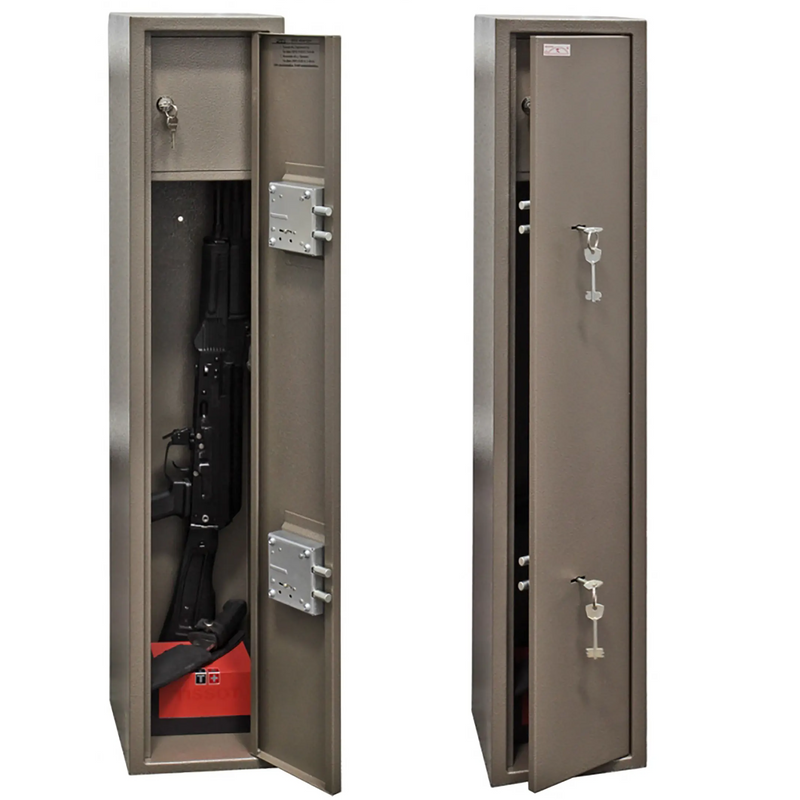 фото Оружейный сейф шкаф контур д-1 на 2 ружья. высота ружья 970мм. 20х25х100мм. ключевой.