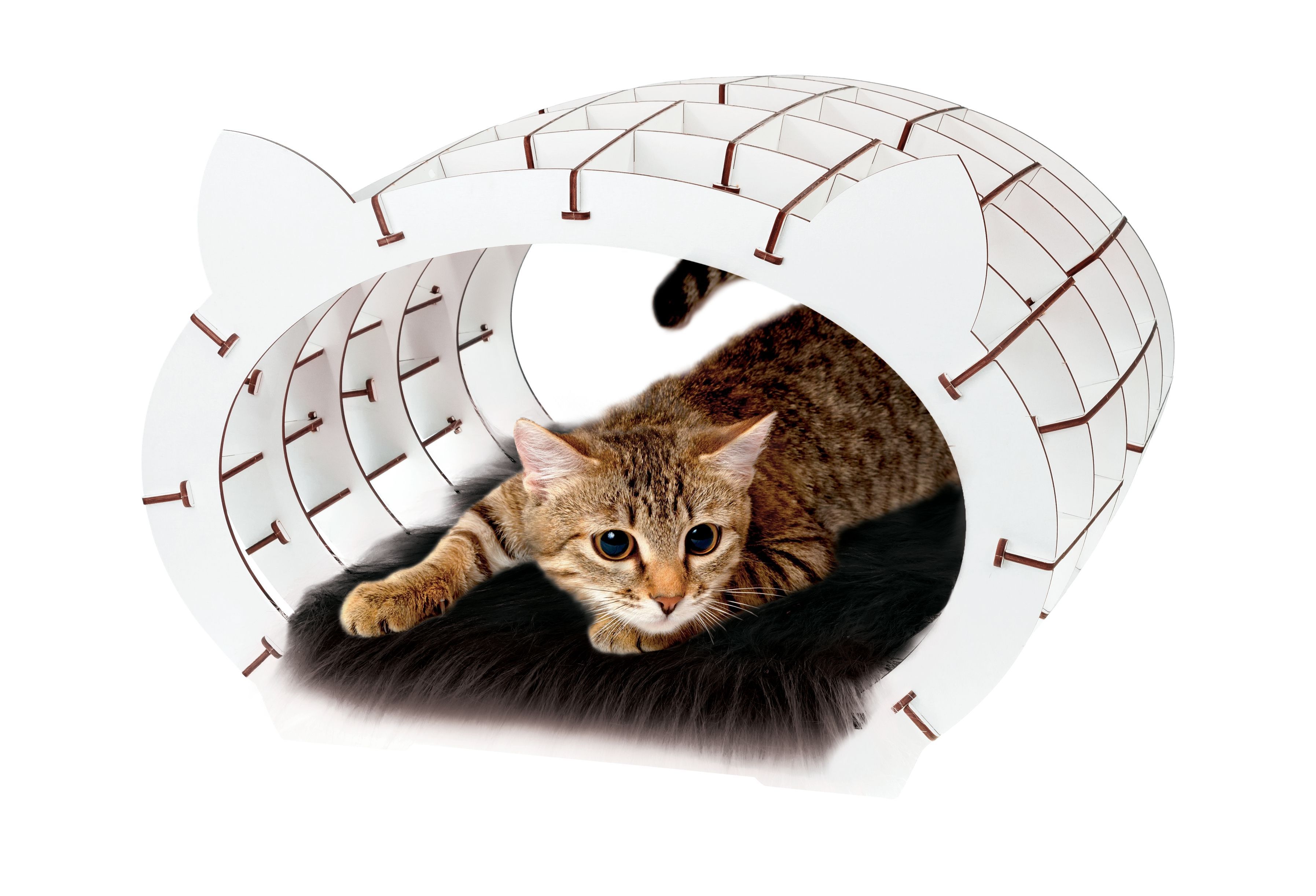 фото Домик для домашних животных, eco wood art, лежанка с мехом кошкин дом