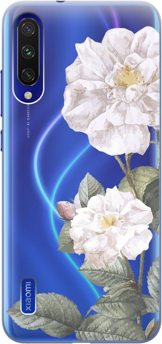 

Чехол на Xiaomi Mi A3 "White Rose" прозрачный, Прозрачный;черный, 5516