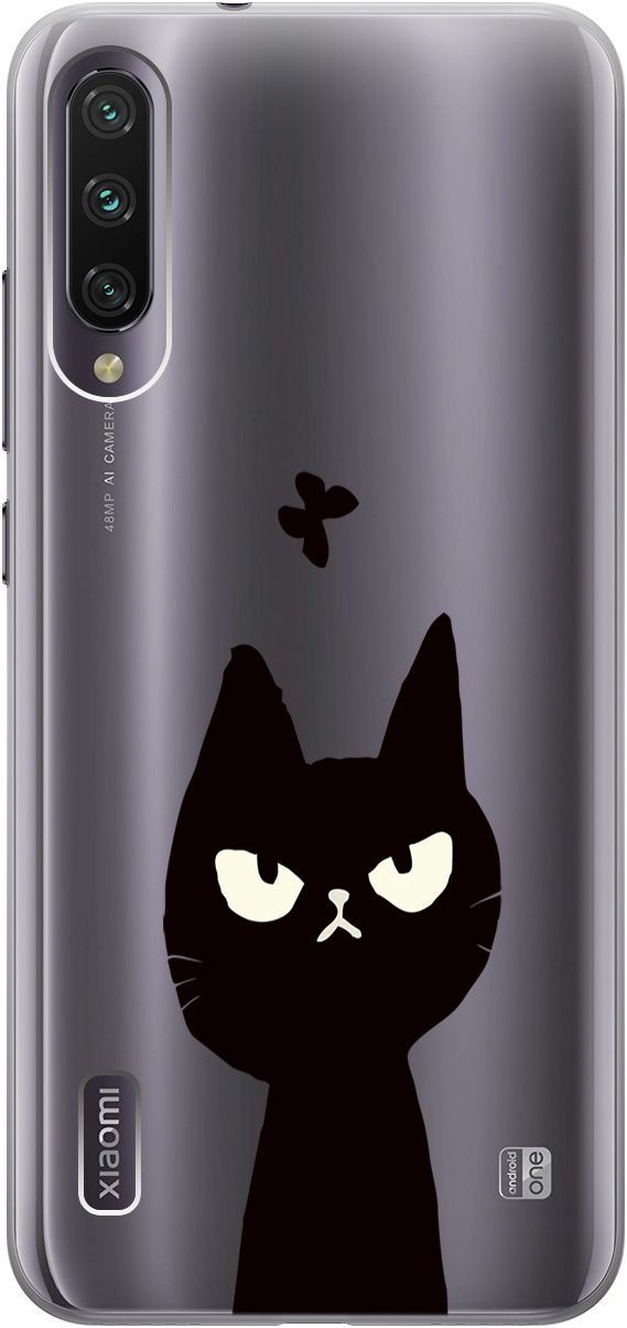 

Чехол на Xiaomi Mi A3 "Disgruntled Cat" прозрачный, Прозрачный;черный, 5516