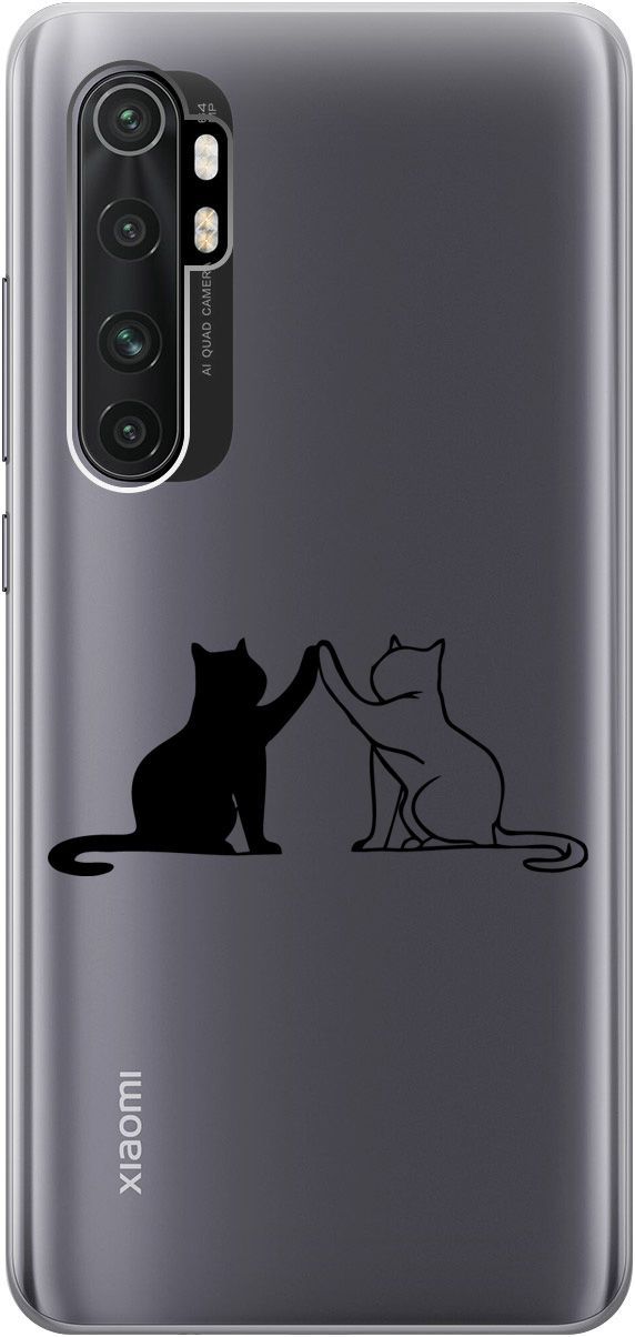 

Чехол на Xiaomi Mi Note 10 Lite "Cats" прозрачный, Прозрачный;черный, 5521