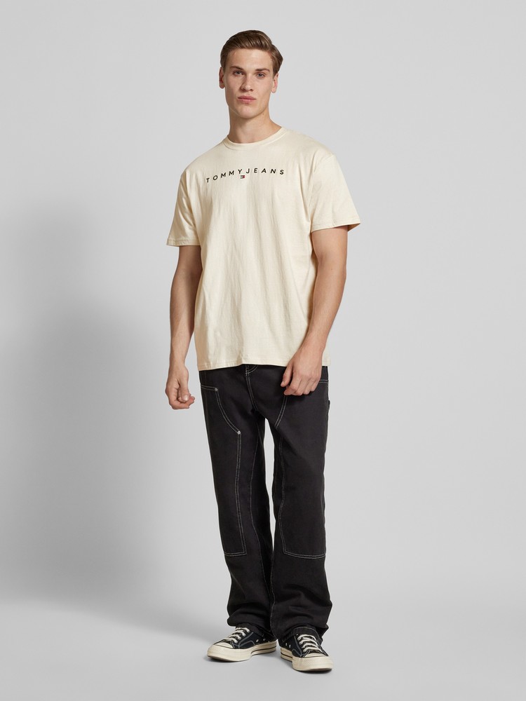 

Футболка мужская Tommy Jeans DM0DM17993 бежевая S, Бежевый, DM0DM17993