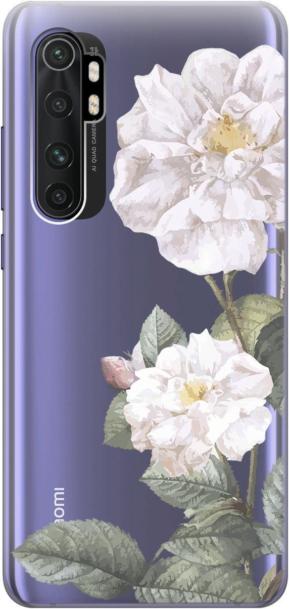 

Чехол на Xiaomi Mi Note 10 Lite "White Rose" прозрачный, Прозрачный;черный, 5521