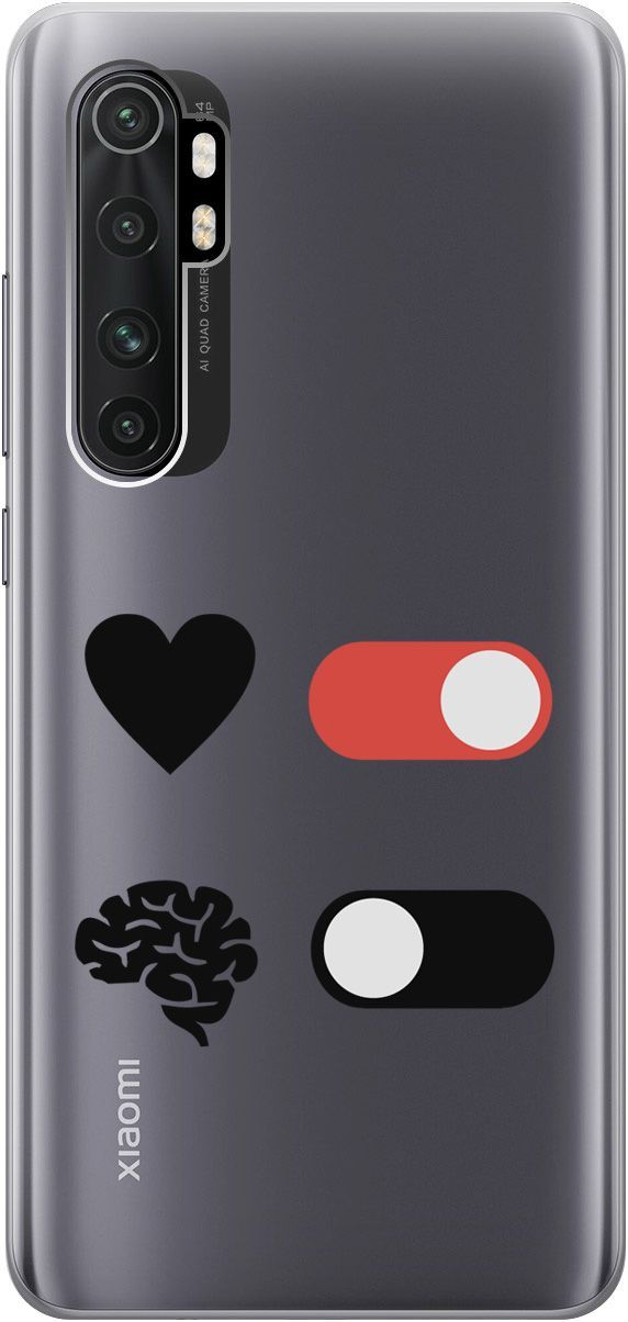 

Чехол на Xiaomi Mi Note 10 Lite "Brain Off" прозрачный, Прозрачный;белый, 5521