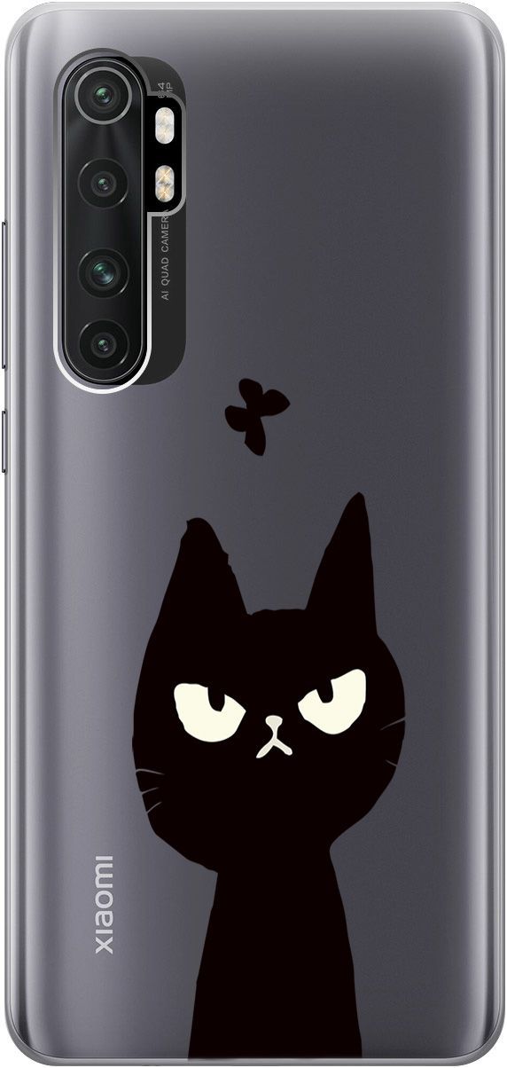 

Чехол на Xiaomi Mi Note 10 Lite "Disgruntled Cat" прозрачный, Прозрачный;черный, 5521