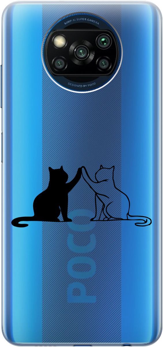 

Чехол на Xiaomi Poco X3 "Cats" прозрачный, Прозрачный;черный, 5527