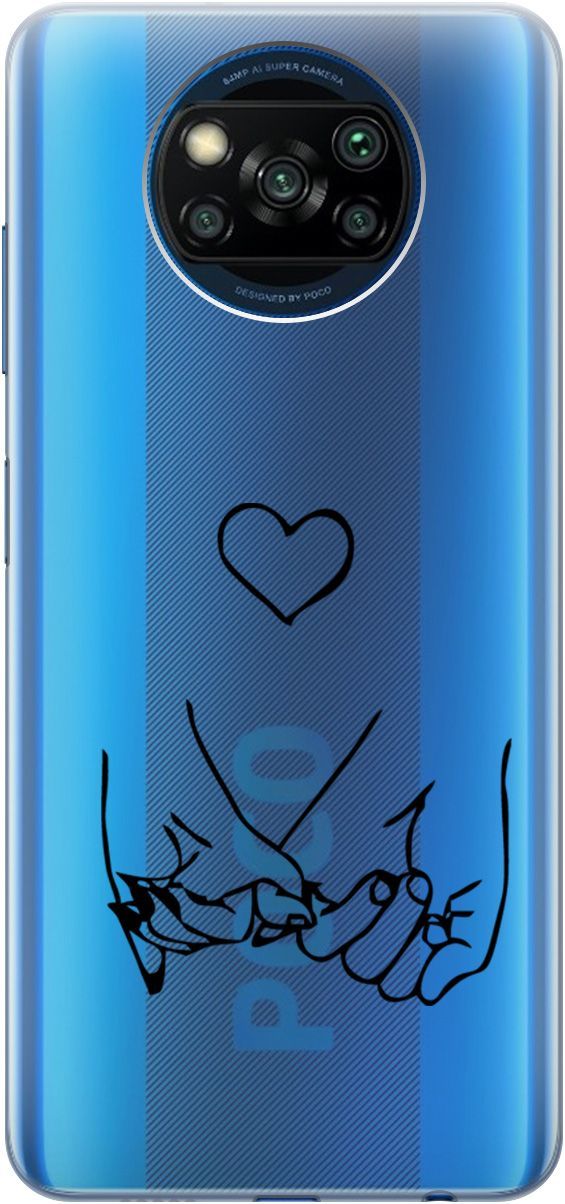 

Чехол на Xiaomi Poco X3 "Lovers Hands" прозрачный, Прозрачный;черный, 5527
