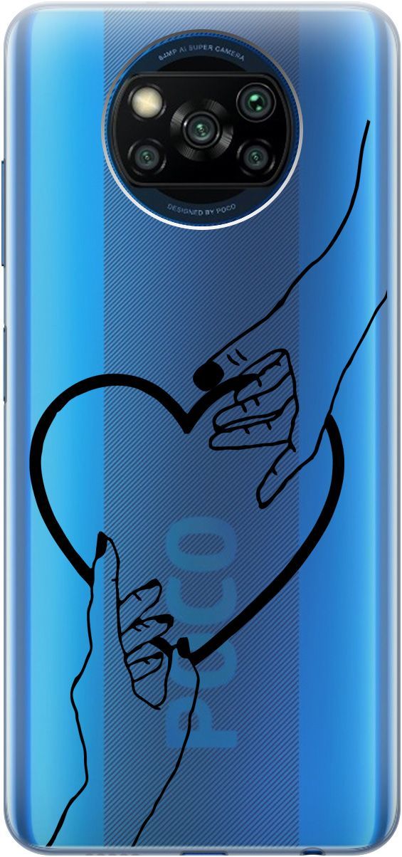 

Чехол на Xiaomi Poco X3 "Hands" прозрачный, Прозрачный;черный, 5527