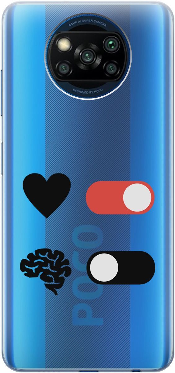 

Чехол на Xiaomi Poco X3 "Brain Off" прозрачный, Прозрачный;белый, 5527