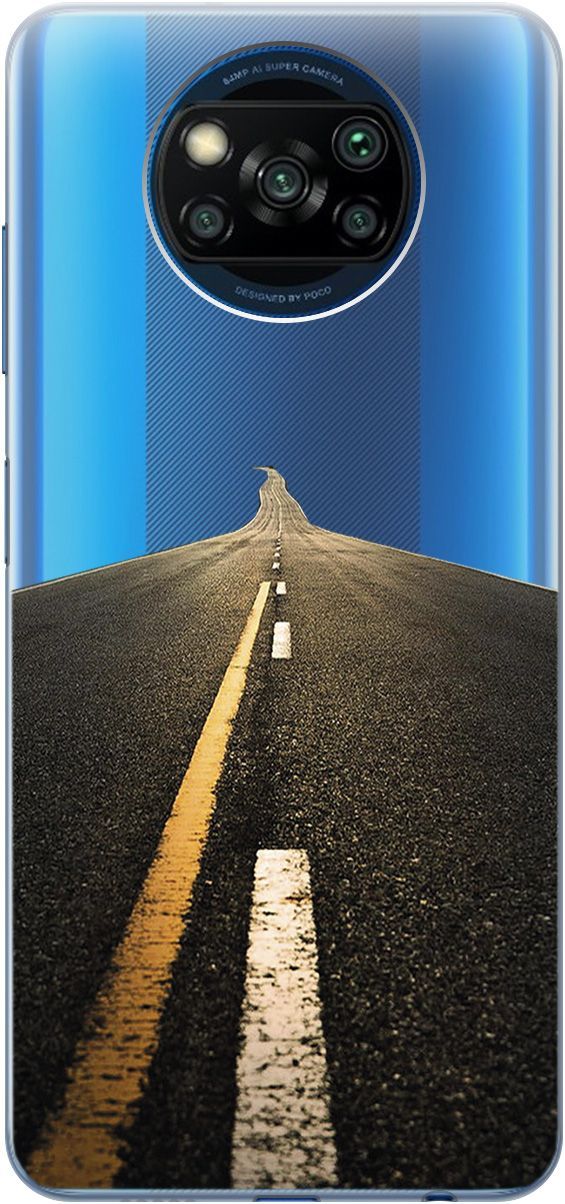 

Чехол на Xiaomi Poco X3 "Road" прозрачный, Прозрачный;коричневый, 5527