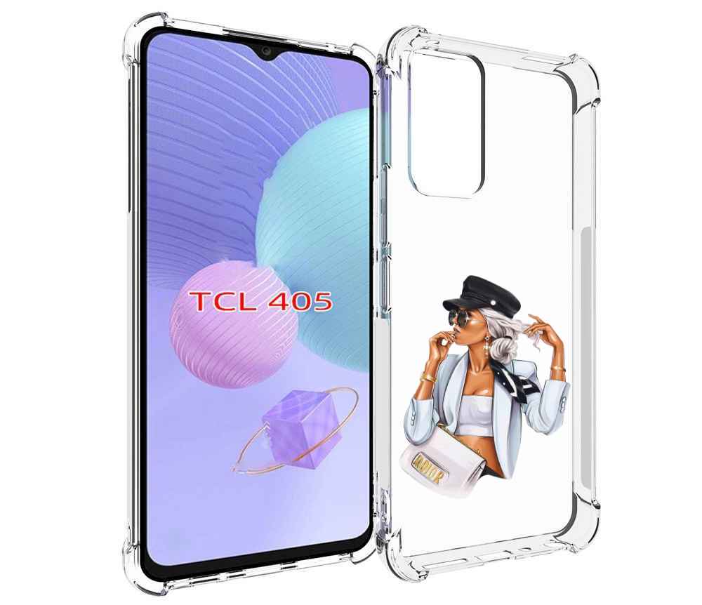 

Чехол MyPads девушка-в-белом-с-модной-сумочкой женский для TCL 405, Tocco