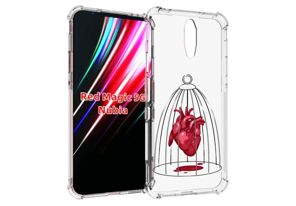 

Чехол MyPads сердце в клетке для ZTE Nubia Red Magic 1 5G, Прозрачный, Tocco