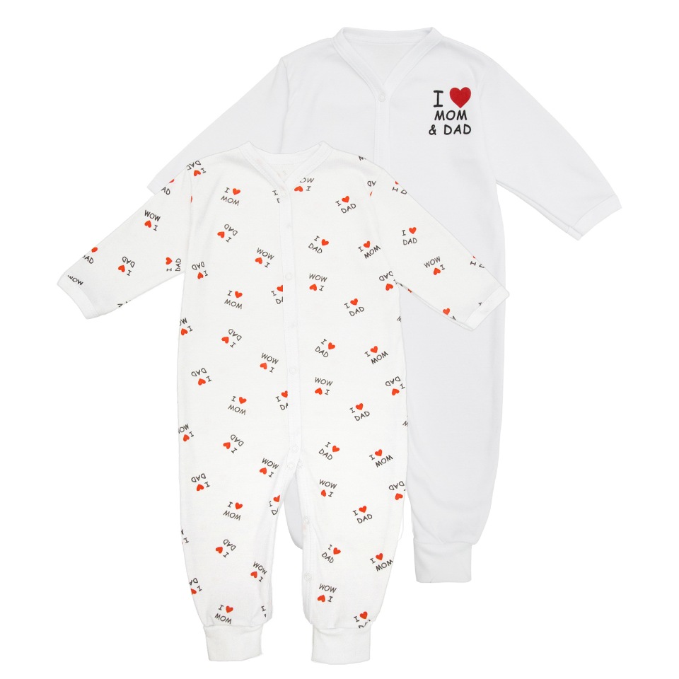 

Комплект комбинезонов детских Amarobaby Love без следа белый 2 шт. р.74, AB-OD21-L5