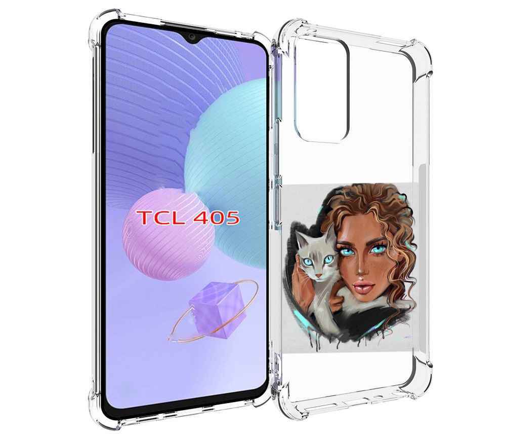 

Чехол MyPads девушка-с-котом-голубые-глаза женский для TCL 405, Tocco