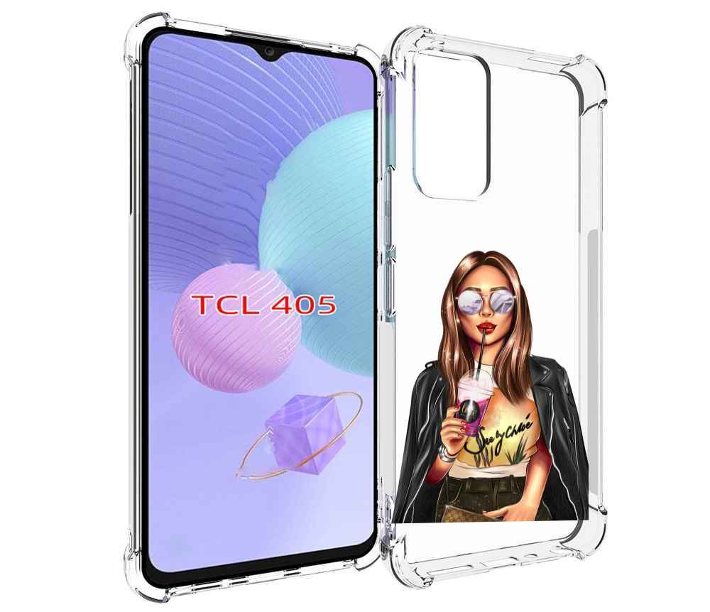 

Чехол MyPads девушка-с-фиолетовым-коктейлем женский для TCL 405, Tocco