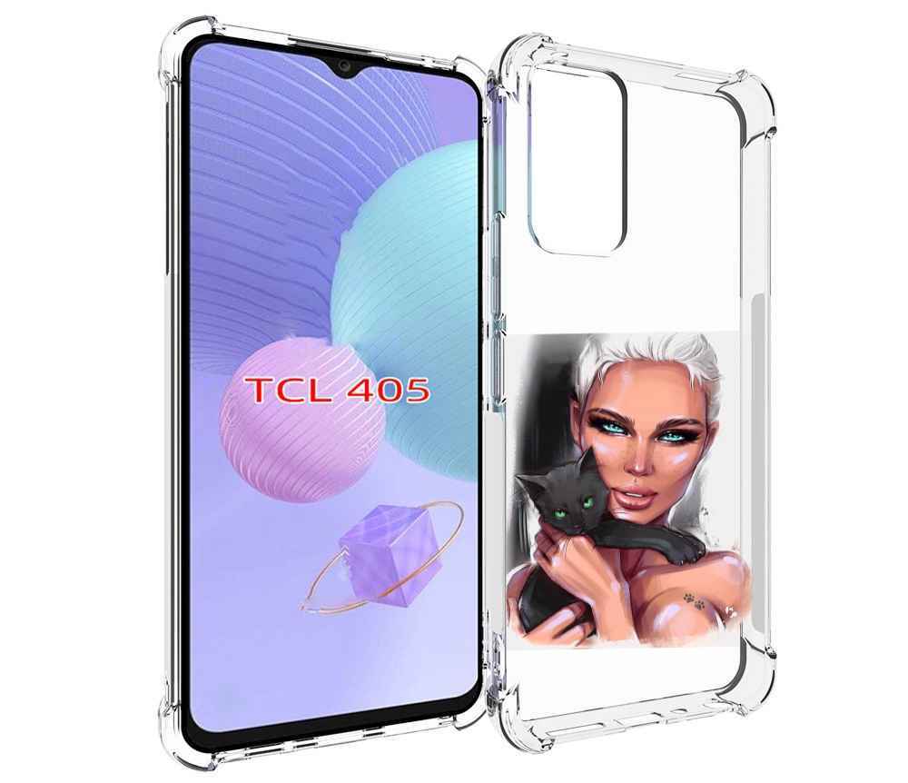 

Чехол MyPads девушка-с-черным-котиком женский для TCL 405, Tocco