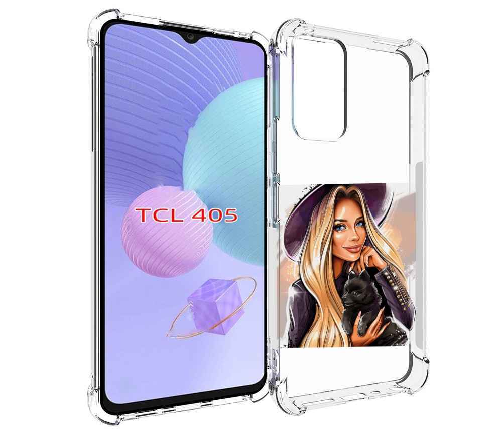 

Чехол MyPads девушка-с-черным-щенком женский для TCL 405, Tocco