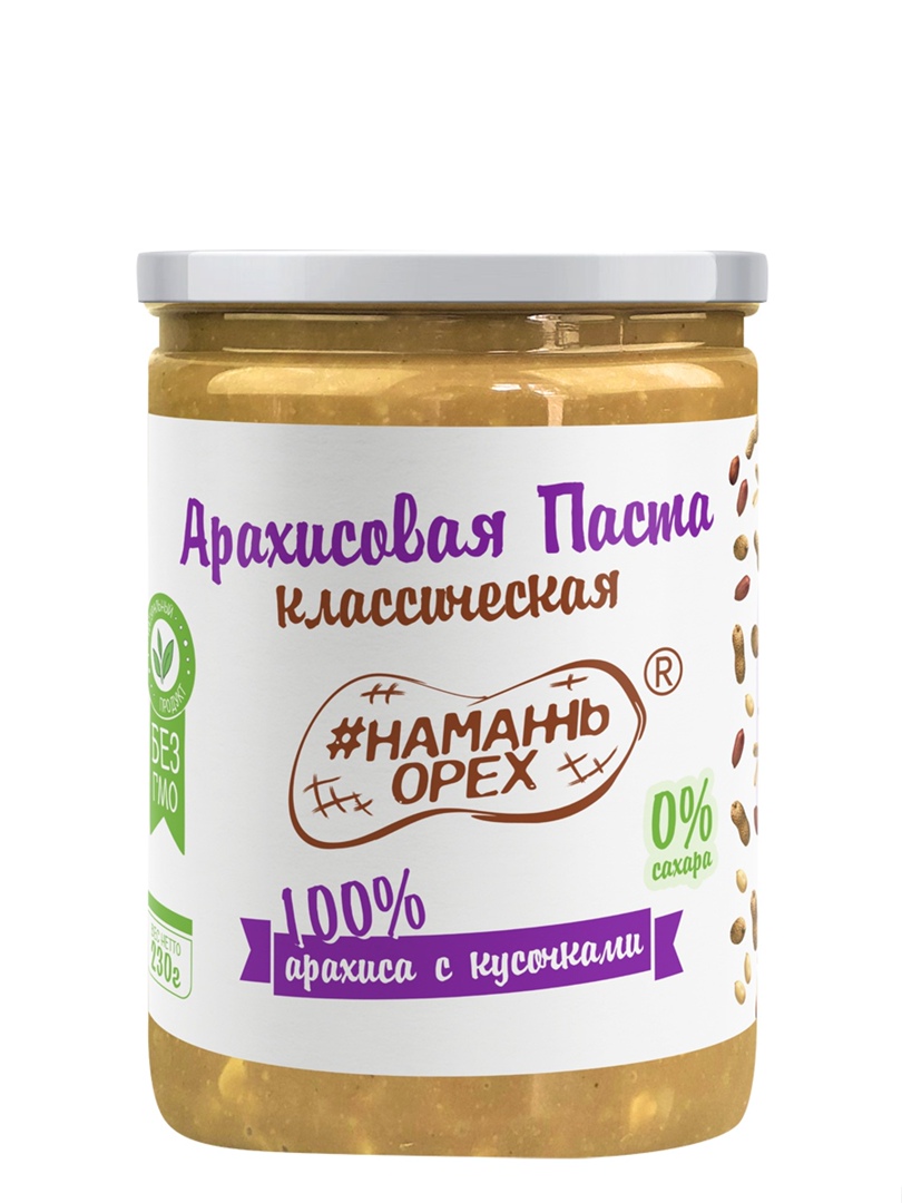 

Арахисовая паста Намажь Орех "Классическая 100% арахиса с кусочками арахиса" 230 грамм