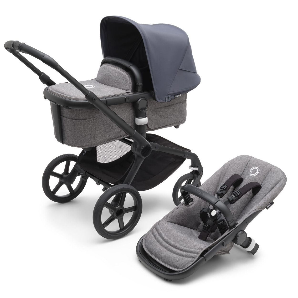 

Детская коляска 2 в 1 Bugaboo Fox5 на шасси Black Grey Stormy blue, Fox5