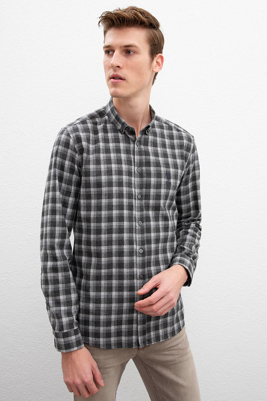 

Рубашка мужская U.S. POLO ASSN. G081SZ0040TAROS серая L, G081SZ0040TAROS