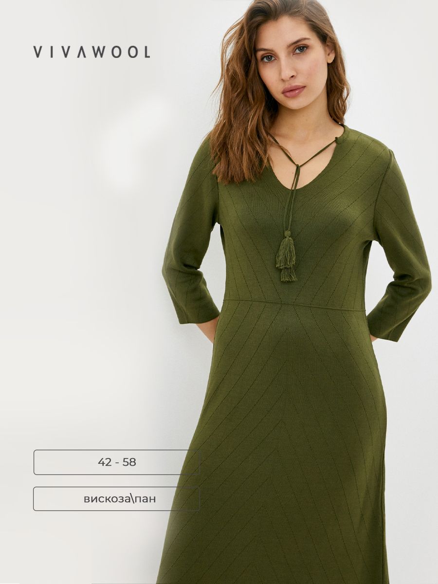 Платье женское Vivawool 307972 зеленое 42 RU