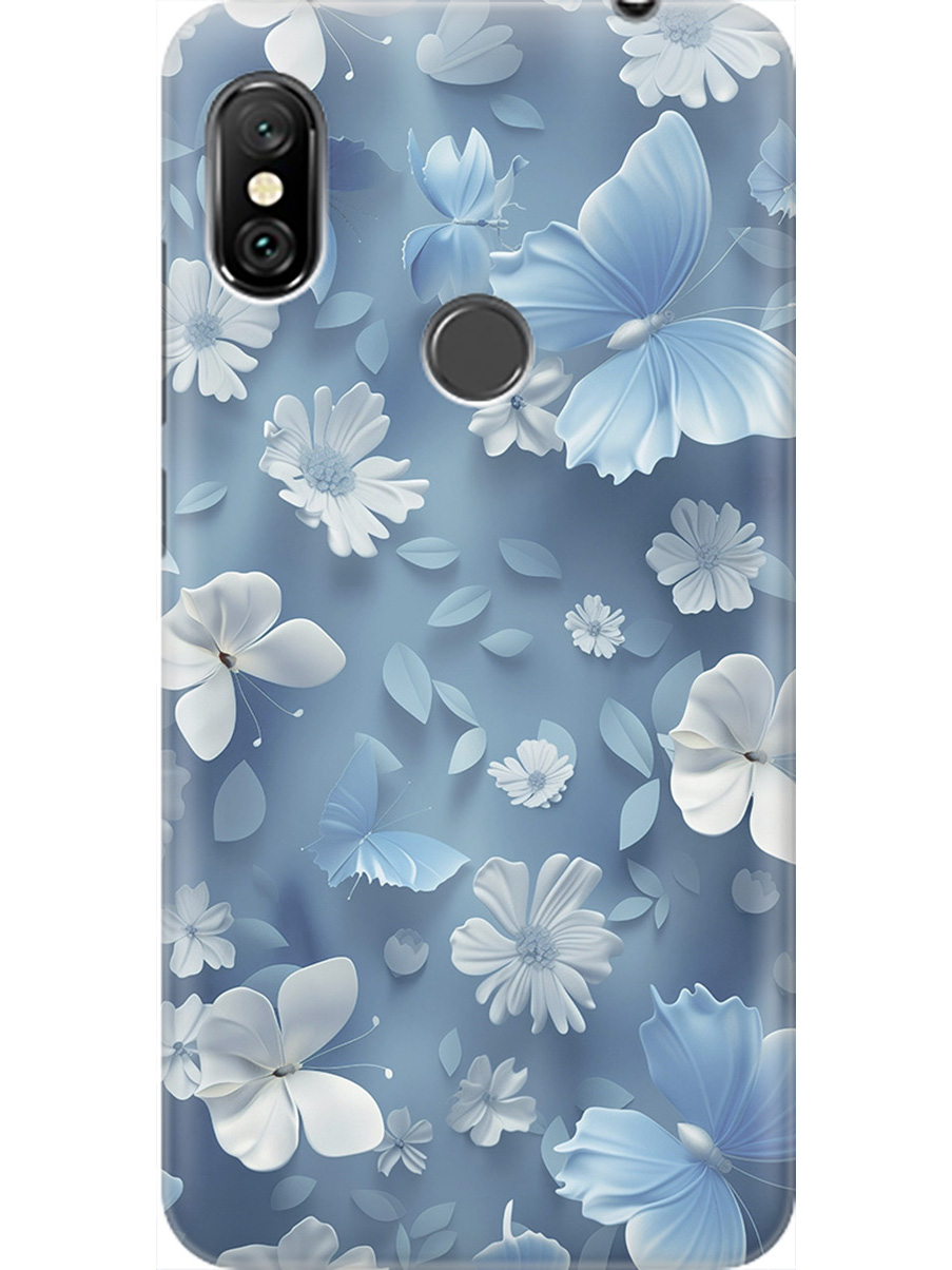 

Силиконовый чехол на Xiaomi Redmi Note 6/Note 6 Pro с принтом "Голубые бабочки", Прозрачный;белый;голубой, 719630410