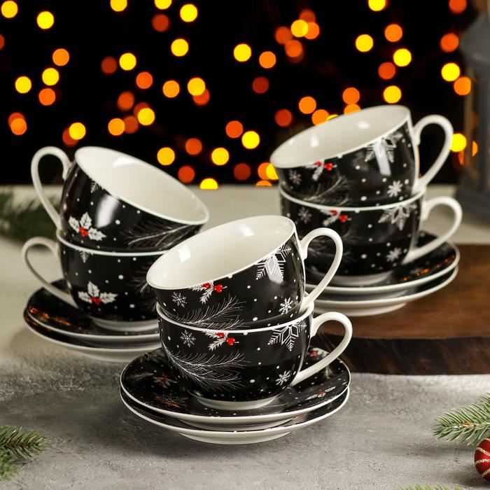 фото Сервиз чайный 12 предметов magistro «новый год. зимняя сказка», чашка 280 мл, блюдце d=15